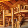 handcrafted log staircase and log railings